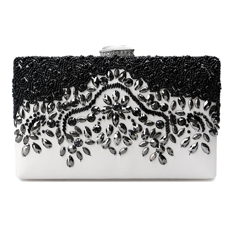 

Trendy Single-sided Black Beaded Embroidery Rhinestone Evening Bag for Women 2025 Day Clutch for Party/wedding/ Prom/Nightclub