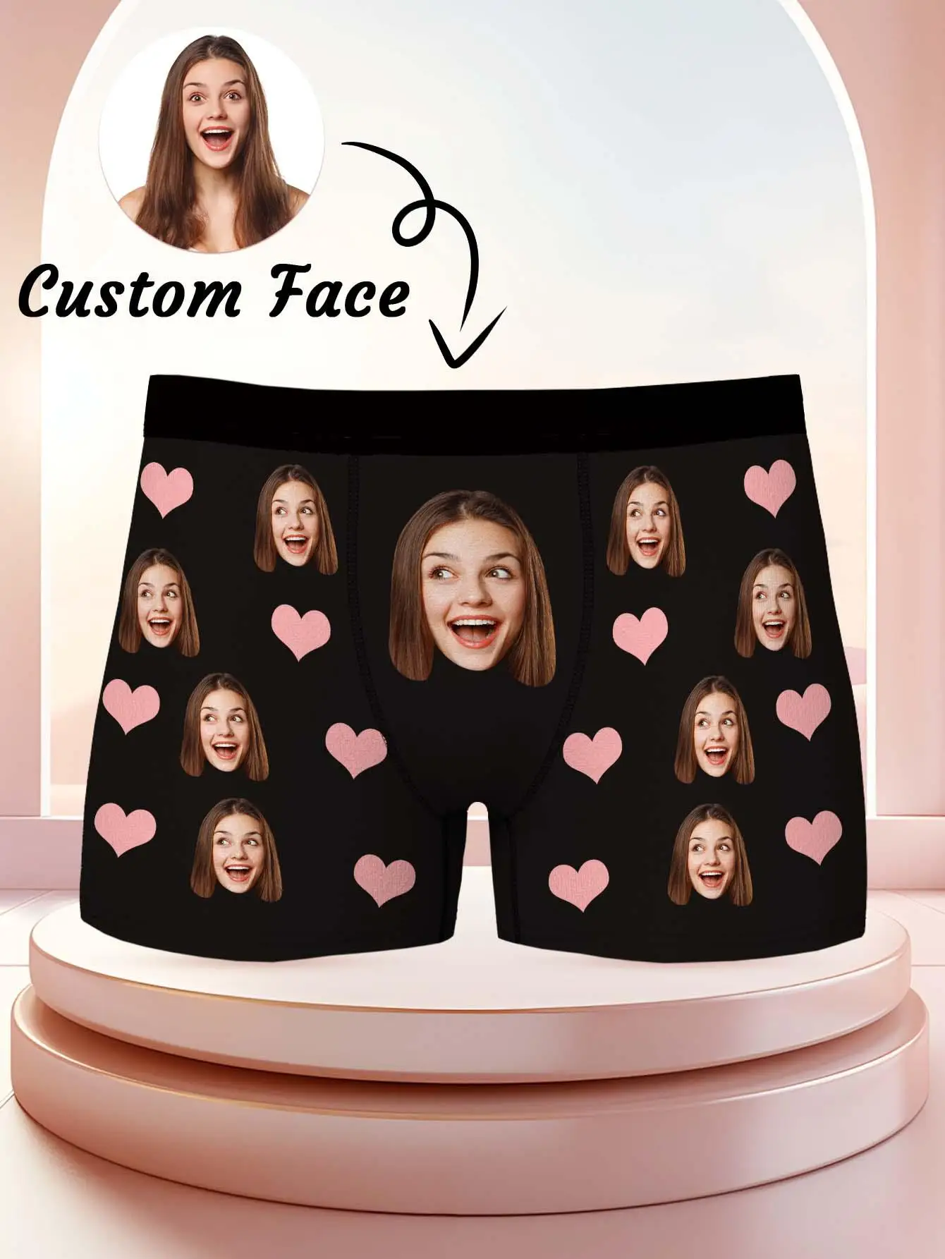 Custom Valentine Day Boxers For Men Personalized Men Underwear Custom Boxer Briefs Funny Face Gift For Boyfriend Husband