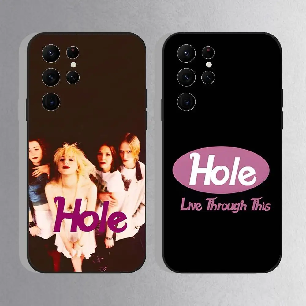 

H-Hole Live Through This Phone Case For Samsung S25,S24 Ultra,S20,S30 plus,S22 Plus,S23,Ultra 5G Silicone Black Shell