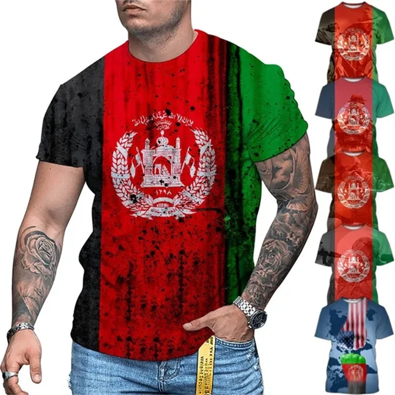 Summer New Style Afghanistan Flag 3D Printing T-shirt Men's And Women's Clothing O Neck Short Sleeve Tops Streetwear T Shirt Tee