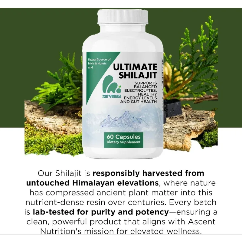Los suplementos Shilajit contan ácidos humanos y ácidos humanos: apoyan electrólitos, energía y salud intestinal. |   60 cápsulas