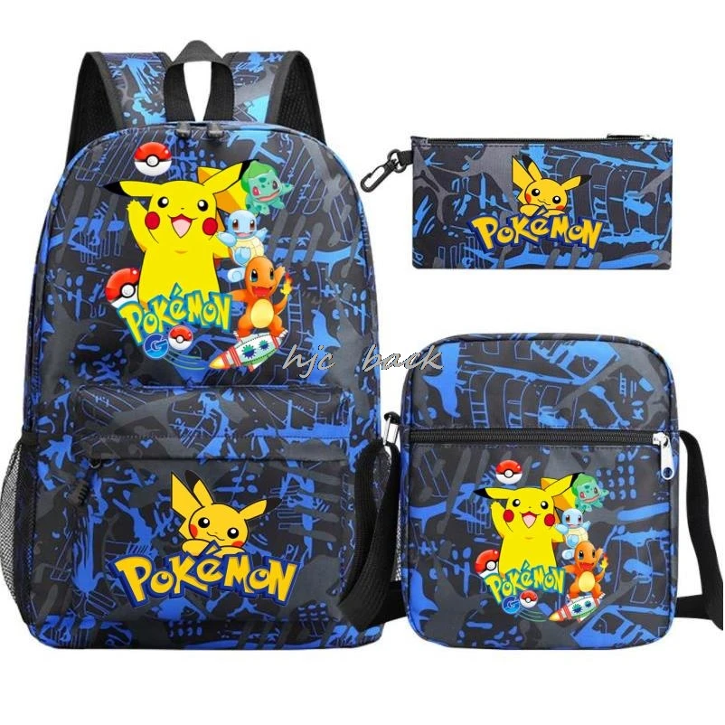 New MINISO Set Pikachu Pokémon Boy Girl Kids School Book Bags Women Men Bagpack Teens Schoolbag Students Laptop Travel Backpacks