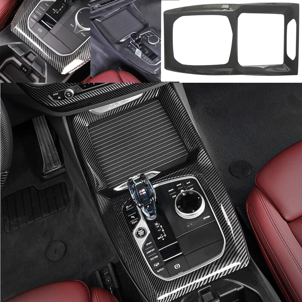 Real Dry Carbon Fiber Interior Center Console Gear Shift Panel Cover For BMW X Series X3 X4 2022up