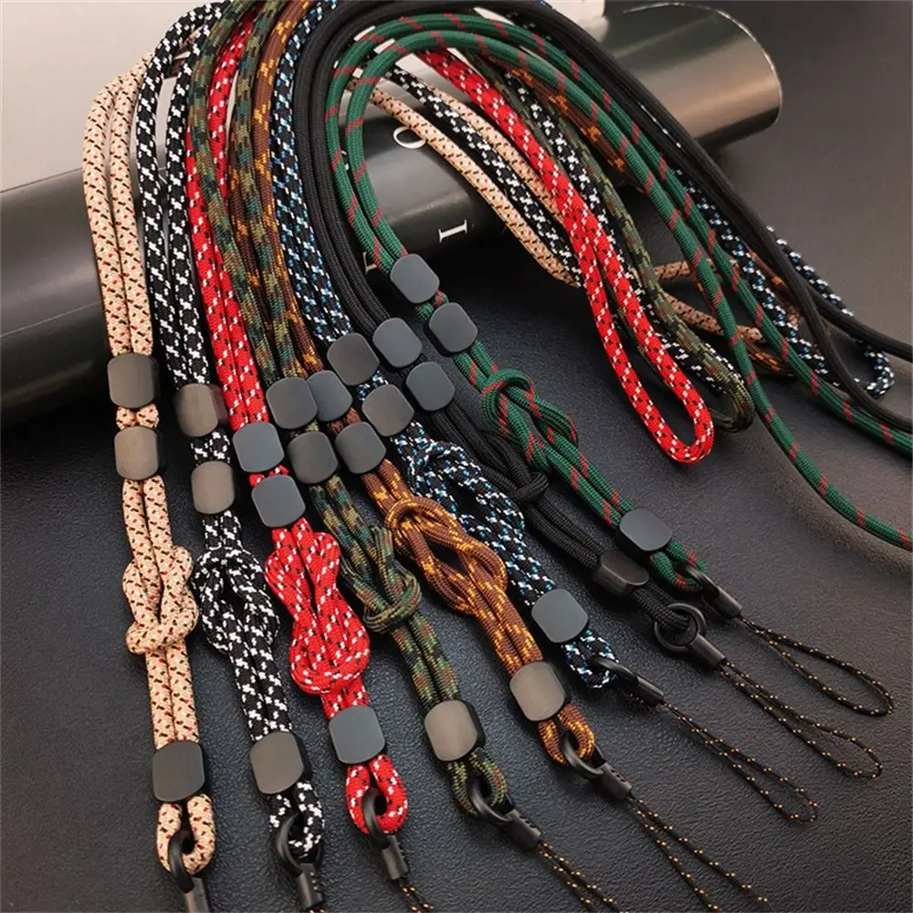 Adjustable Mobile Phone Lanyard Hand-woven Long Neck Phone Hanging Chain Nylon Dual-use Cellphone Straps Keys Keychains