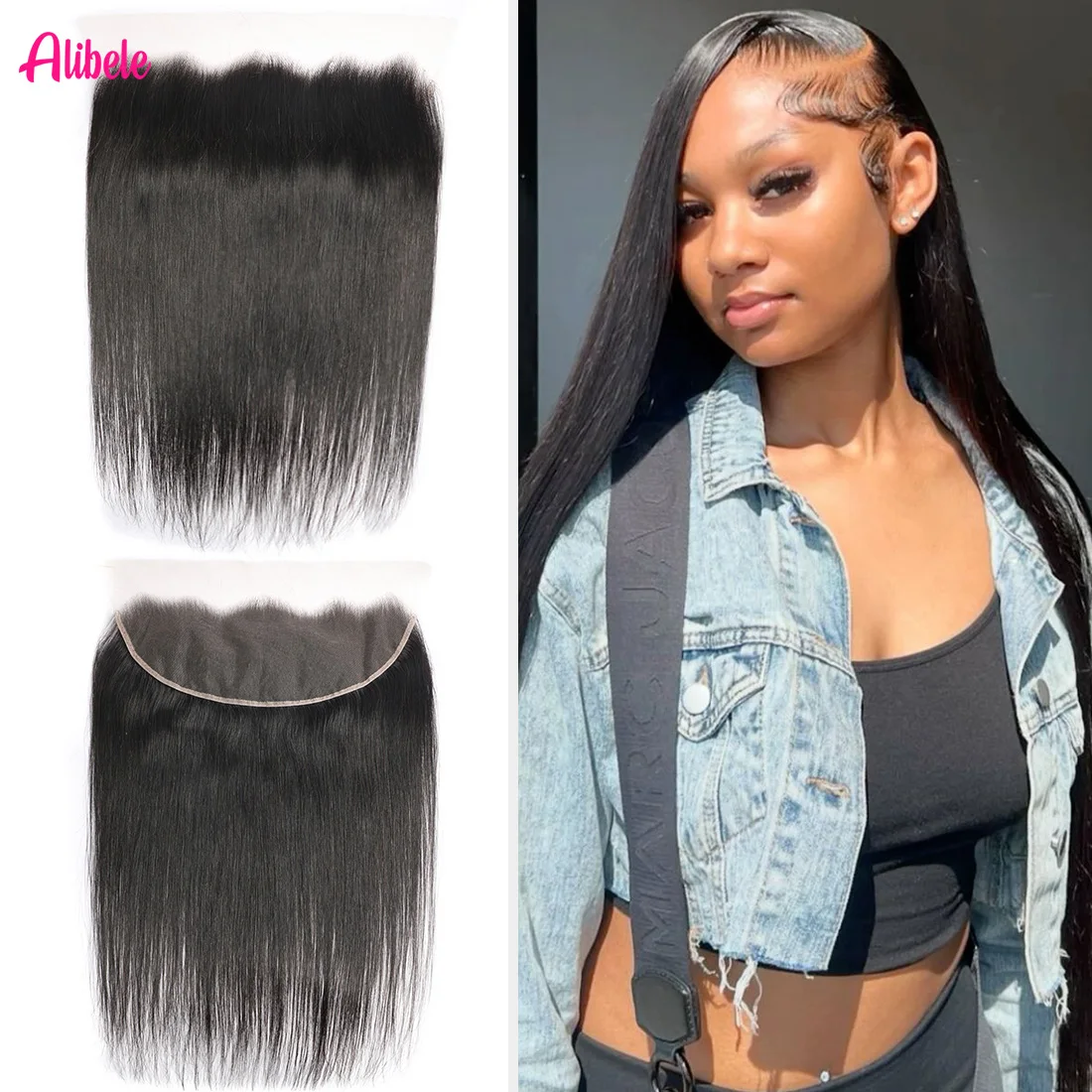 

Alibele 13x4 Transparent Swiss Lace Closure Straight 13x4 Lace Frontal Only 100% Human Hair Pre Plucked With Baby Hair For Women
