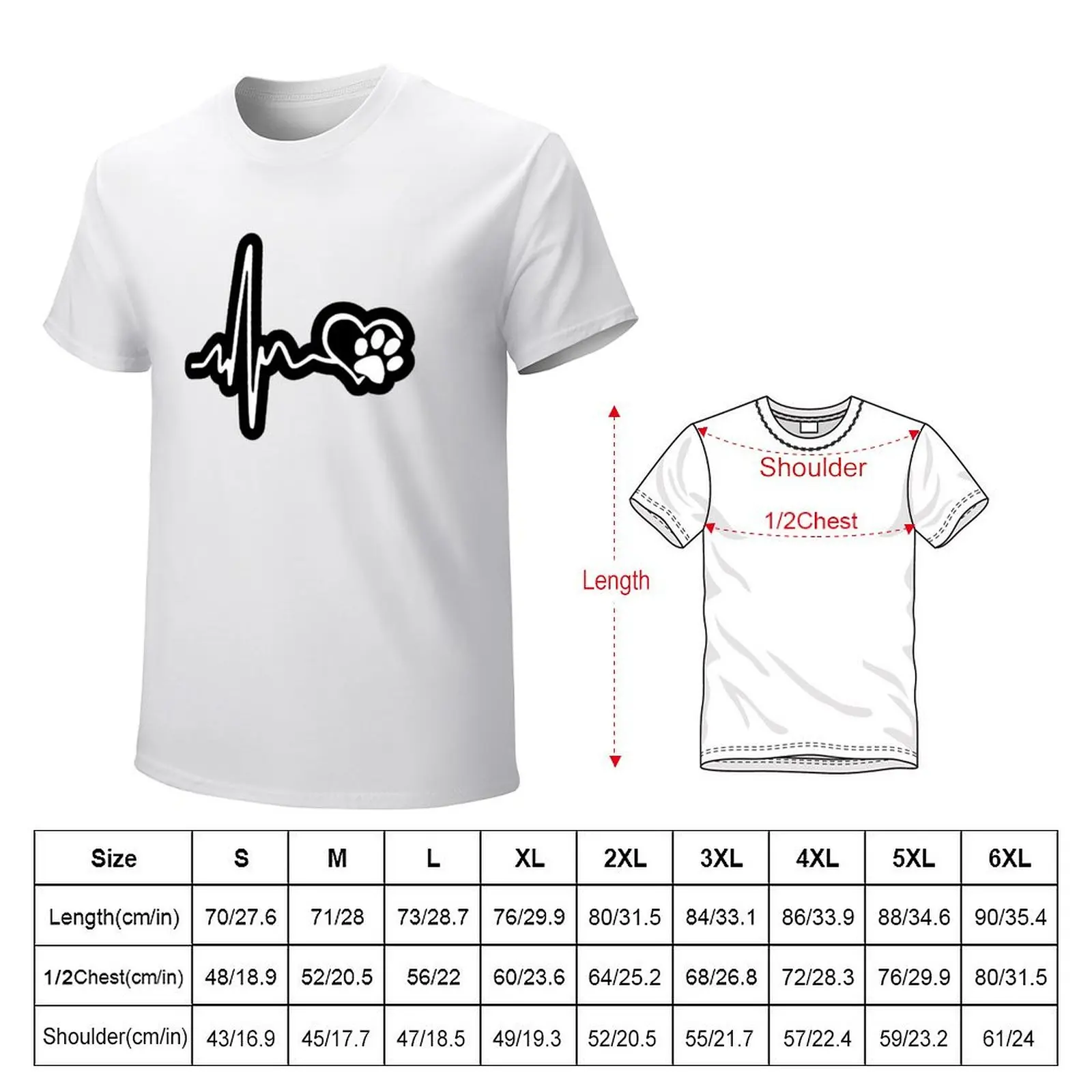 Heartbeat - Dog Lover T-shirt anime clothes boys whites slim fit t shirts for men