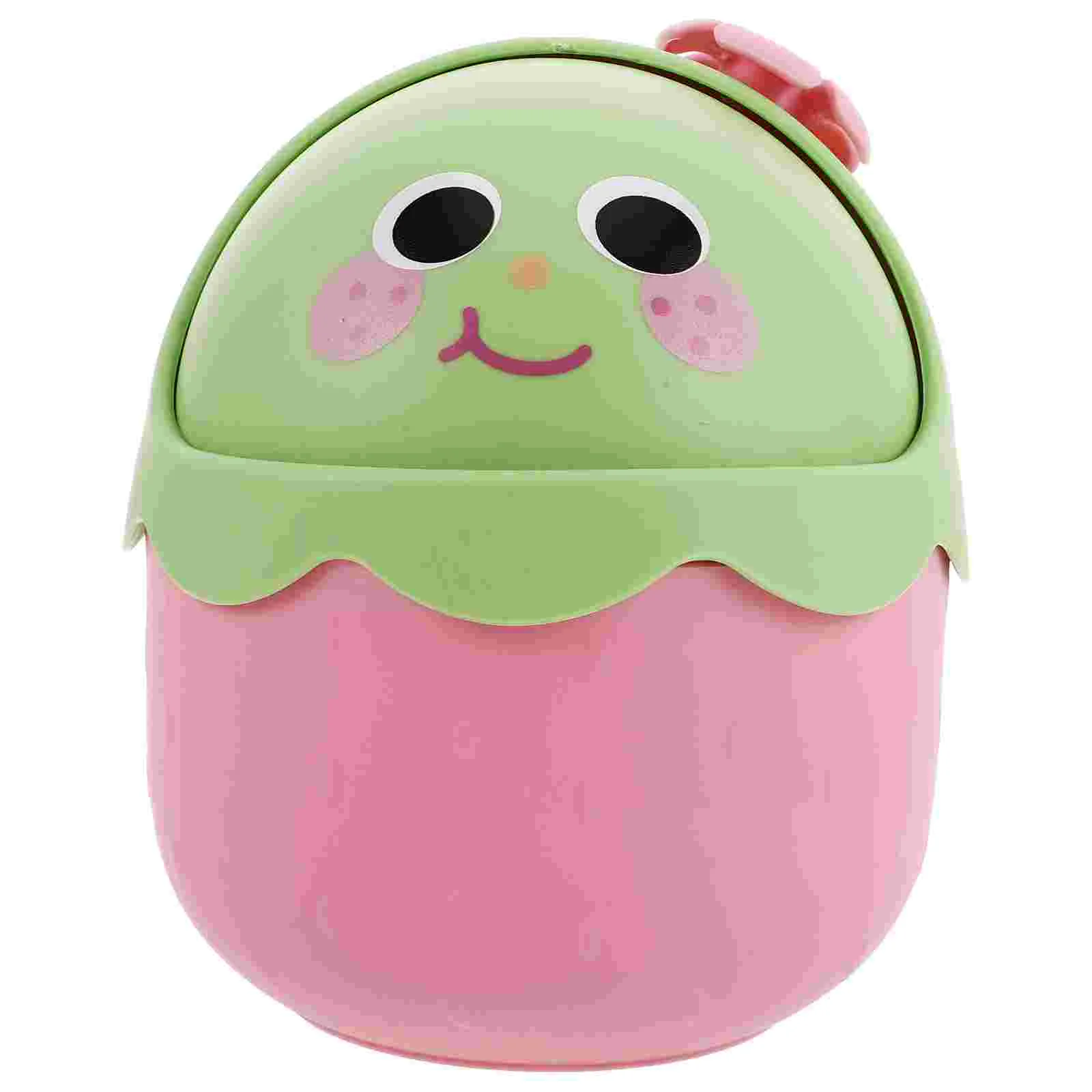 

Strawberry Trash Can Storage Bins Decorative Rubbish Tabletop Pink Plastic Waste Basket for Bathroom Office