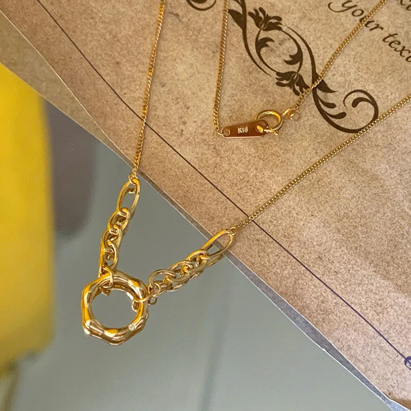 Imagem -03 - Cxsjeremy-corrente de Ouro Amarelo para Mulheres Colar de Diamantes Simples Jóias Au750 Charme Leve Presente de Luxo Sólido 18k Moda Upscale Au750