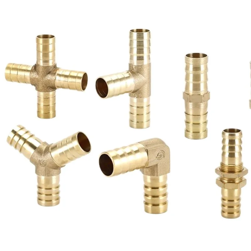 4-25mm Hose Barb 2 3 4 Ways Staright Elbow Y Tee Corss Bulkhead Brass Hosetail Pipe Fitting Connector Splitter Home Garden