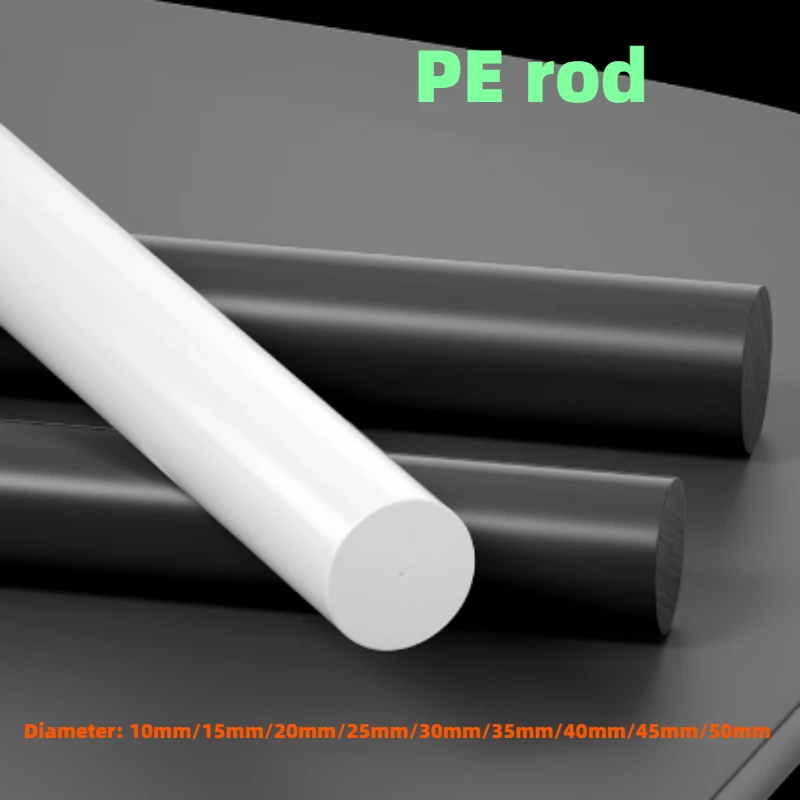 1/2/4pcs HDPE Rod Black White Ultra-high Polymer Polyethylene Rod UHMW Rod Machining Dia.10mm/15mm/20mm/25mm/30mm/35mm/40mm/45mm