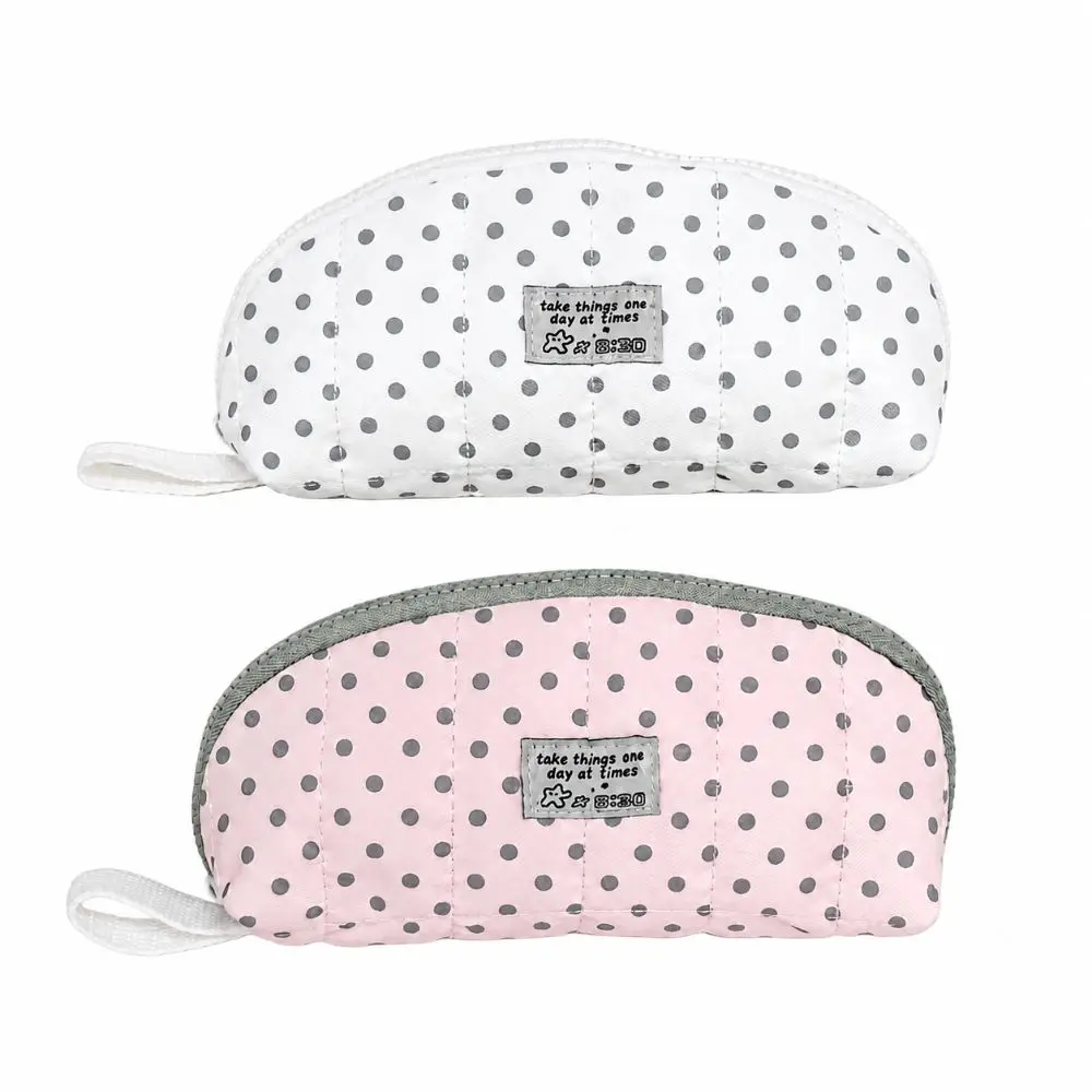 INS Polka Dot Print Pencil Case Shell Shape Large Capacity Pencil Pouch Multi-Layer Divided Portable Pen Bag Women Girls