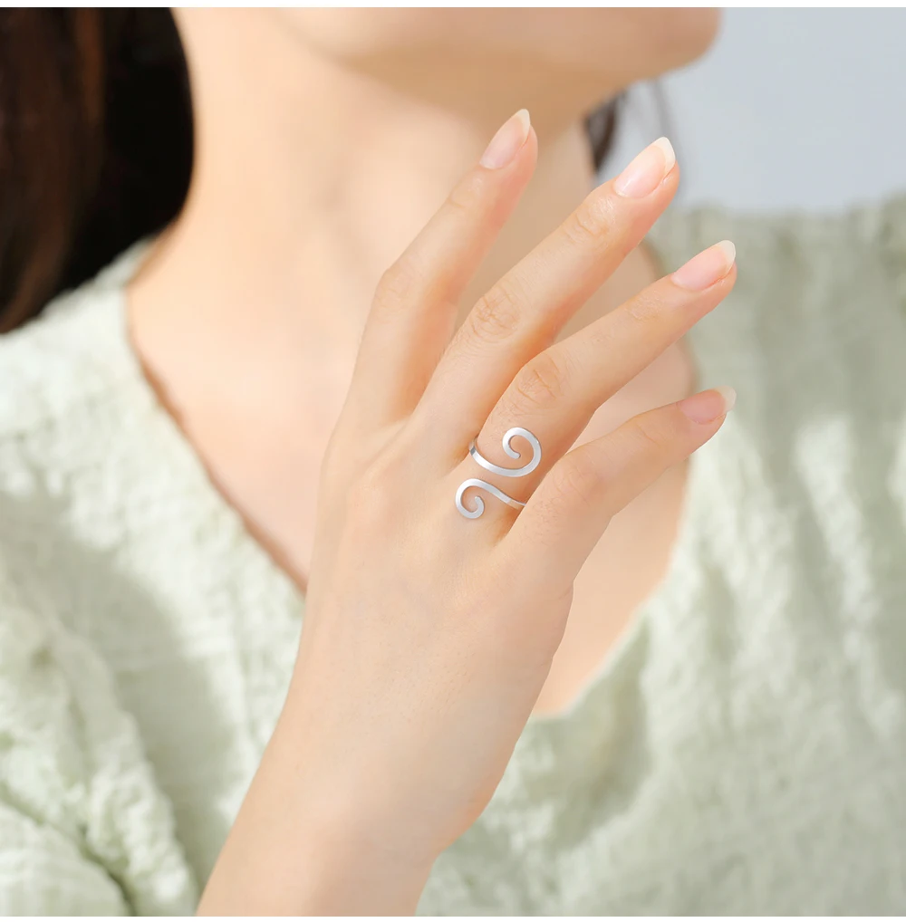 Cooltime Spiral ringe für Frauen Edelstahl verstellbare minimalist ische Paar Ringe Schmuck Großhandel Frauentag Geschenk neu in – Detail 7