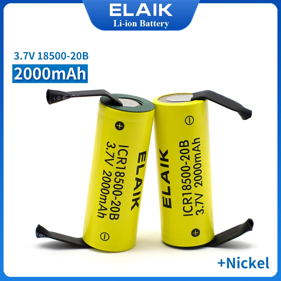 Original rechargeable lithium 3.7V 18500 2000mah ICR18500-20B toy flashlight 3.7V battery, etc