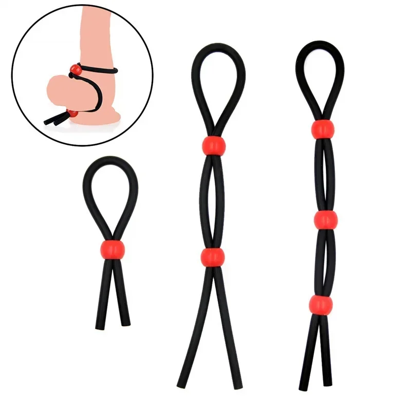 Penis Ring Rope Adjustable Sex Toys for Adults Men Silicone Ejaculation Delay Male Cockring