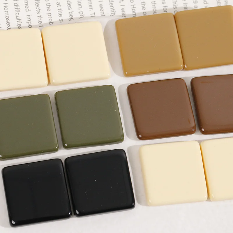 Wholesale 50pcs/lot 22mm color print geometry square shape resin beads without hole diy jewerly garment accessory