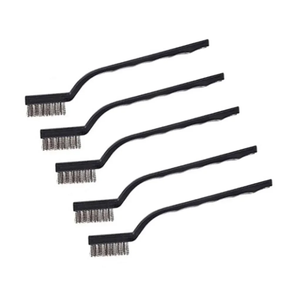 5pcs Small Wire Brush Set Stainless Steel Wire Brush Dirt Hard Cleaning Toothbrush Polishing Detail Metal Brushes Hand Tools