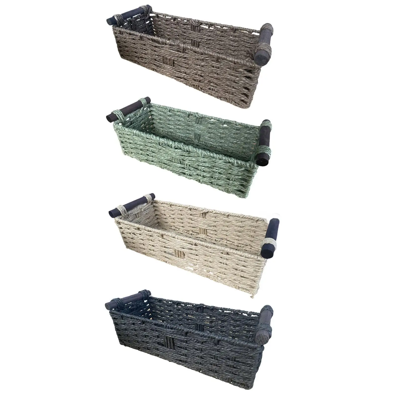 Storage Basket Stackable with Handle Organizing Countertop Paper Rope Basket for Cosmetics Pastries Appetizer Coffee Breakfast