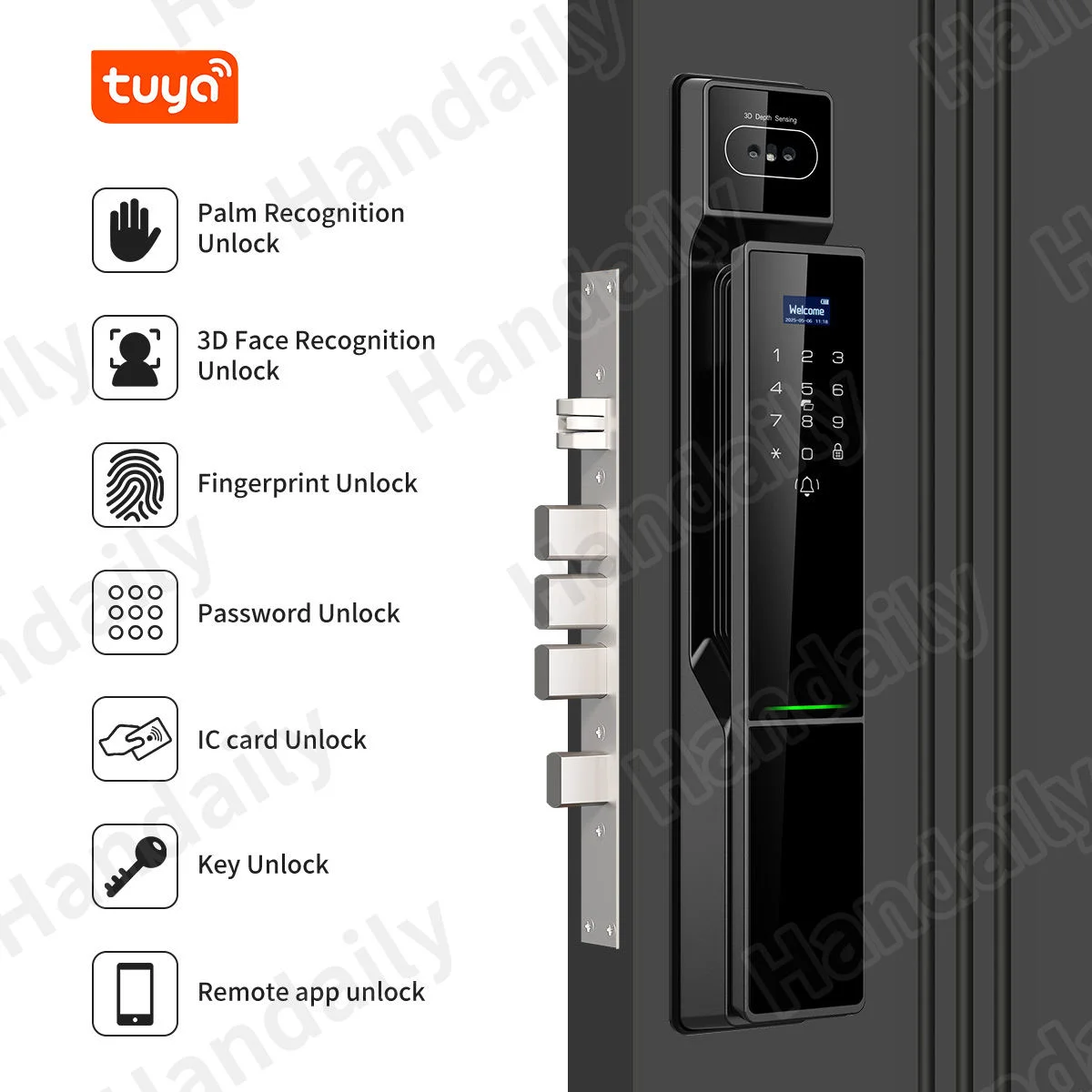 Waterproof Tuya 3D Face Recognition Smart Lock  Biometric Fingerprint With Video Call Function for Gate Digital Door Lock