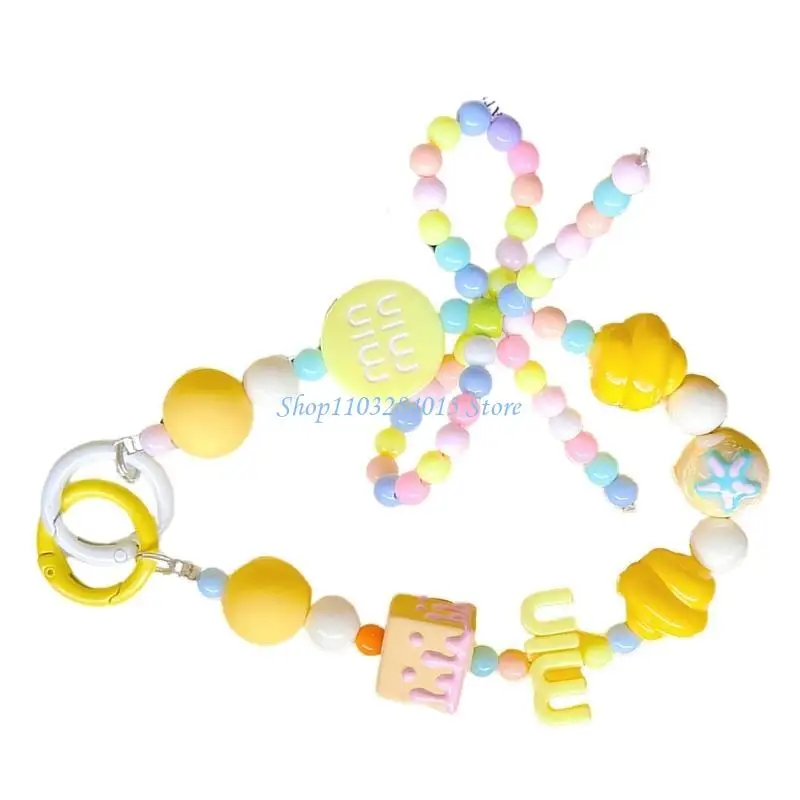 

R6FF Women Girls Cellphone Pendant Hanging Cord Elegant Plastic Beaded Telephone Strap Jewelry Fashion Accessory