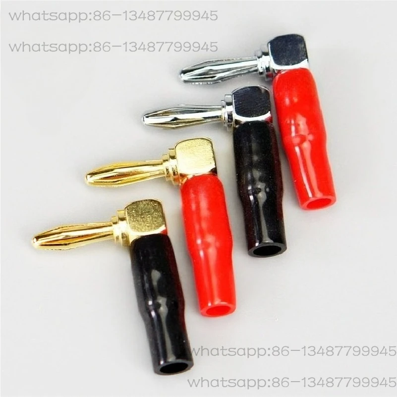 

Fever Copper Gold-plated Rhodium-plated Banana Head Speaker Cable Speaker Cable 90 Degrees L-shaped Plug Solder (20 in A Pack)