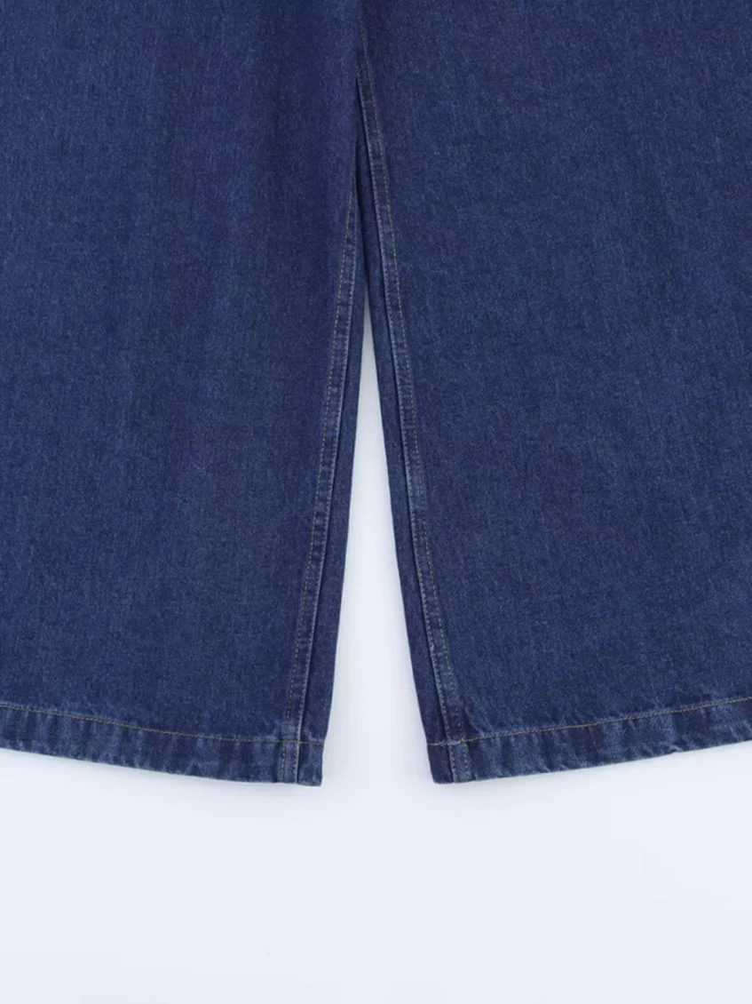 ​ ​ Vintage denim jeans met wijde pijpen voor dames, stretch, comfortpasvorm, hoge taille, broek met rechte pijpen, casual woon-werkverkeer, effen kleur broek