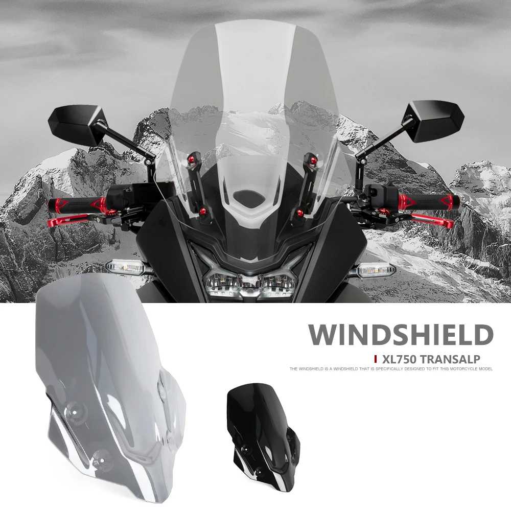 

For Honda XL 750 Transalp XL750 2023 2024 Motorcycle Front Windshield Windscreens Wind Deflectors Black Smoky Transparent