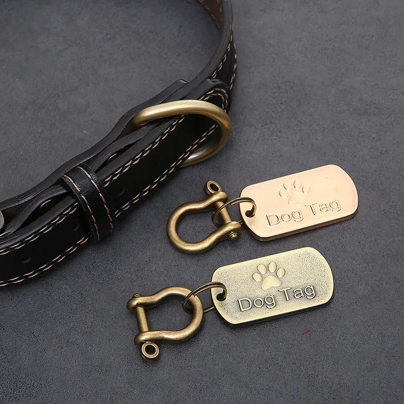 Etiqueta de identificación de mascotas grabada personalizable para perro y gato, placa de identificación de bronce, personalizada, antipérdida,