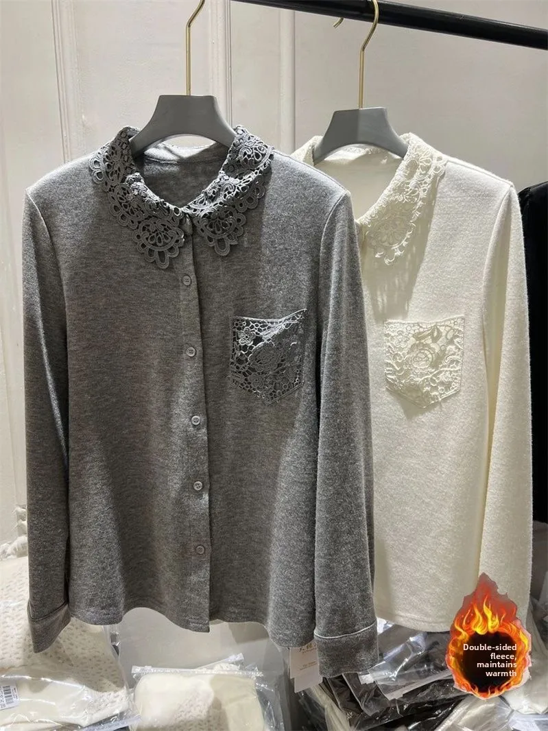 

Женская теплая кофта с длинным рукавом, облегающая, однотонная, с цветочным узором, из полиэстера, для осени и зимы