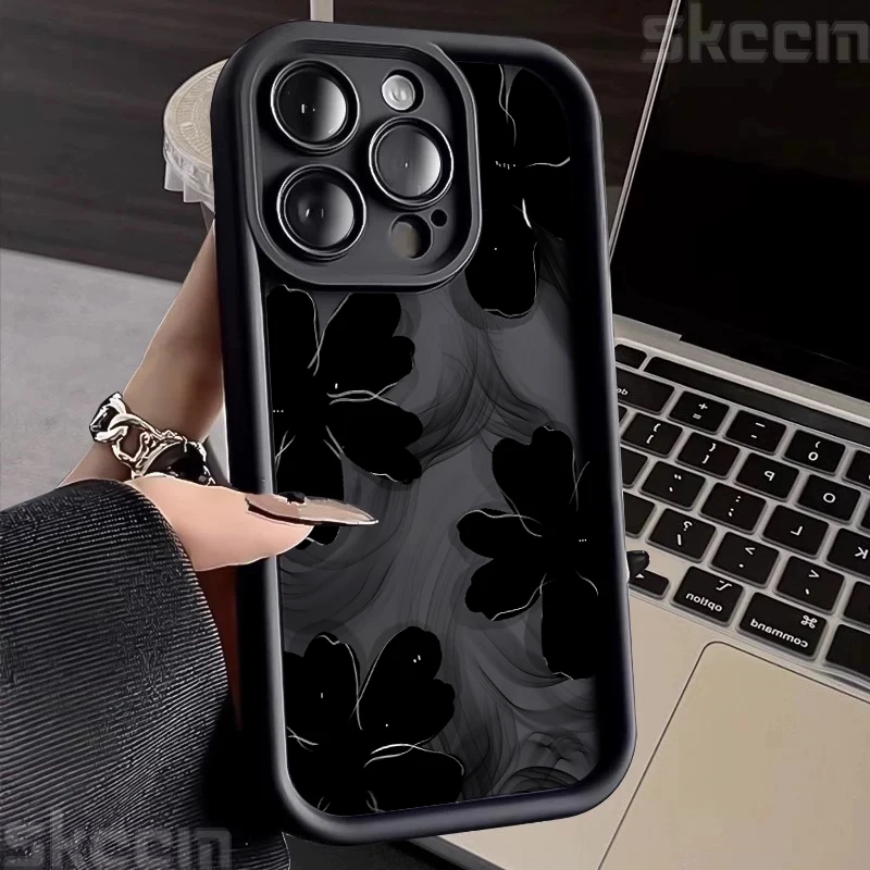 حافظة لهاتف آيفون 16 16E 15 14 13 12 11 Pro Max X XR XS 7 8 16 Plus غطاء ناعم مقاوم للصدمات