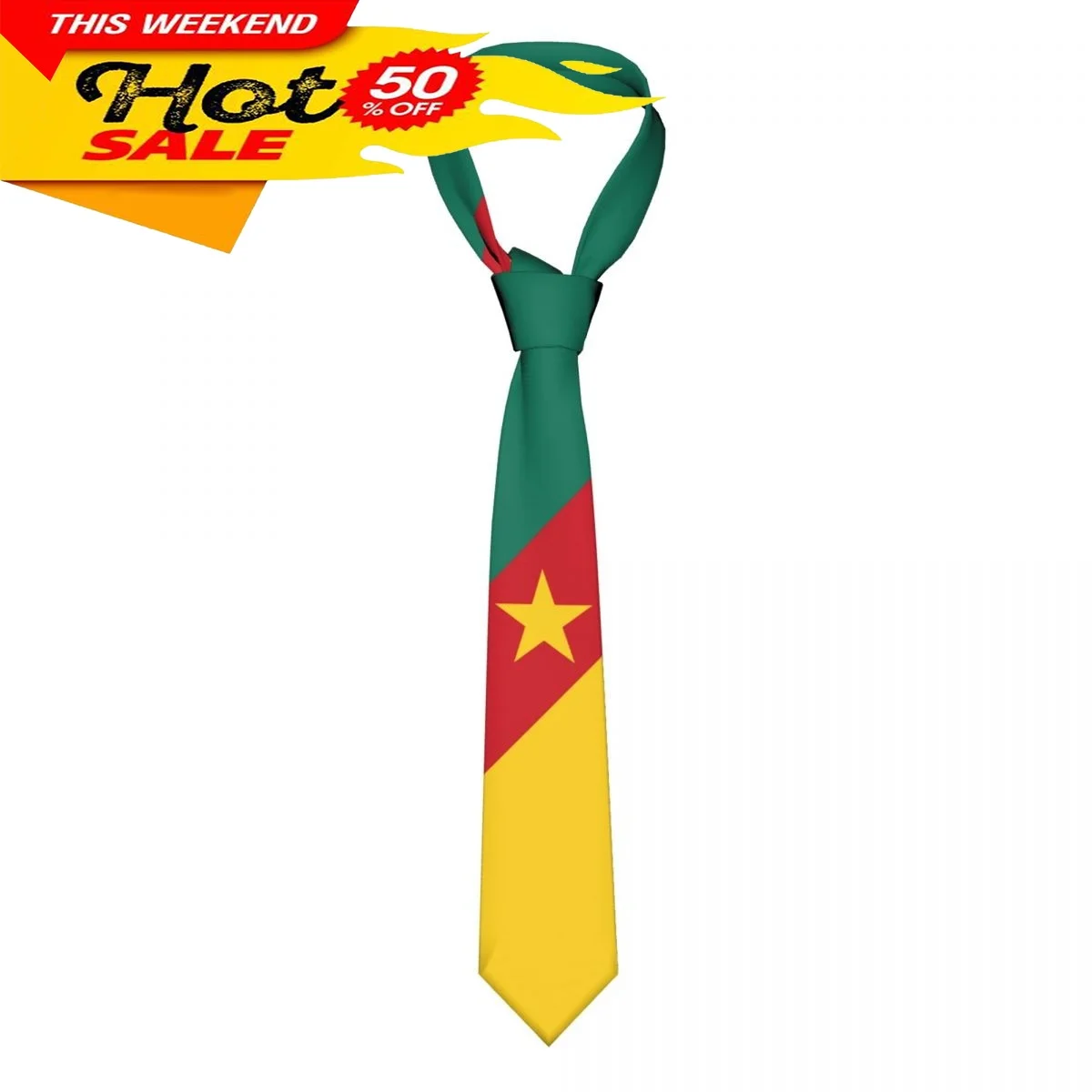 

Neck Ties Cameroon Flag Tie Emblem Necktie Men Women Casual Plaid Tie Suits Slim Wedding Party Business