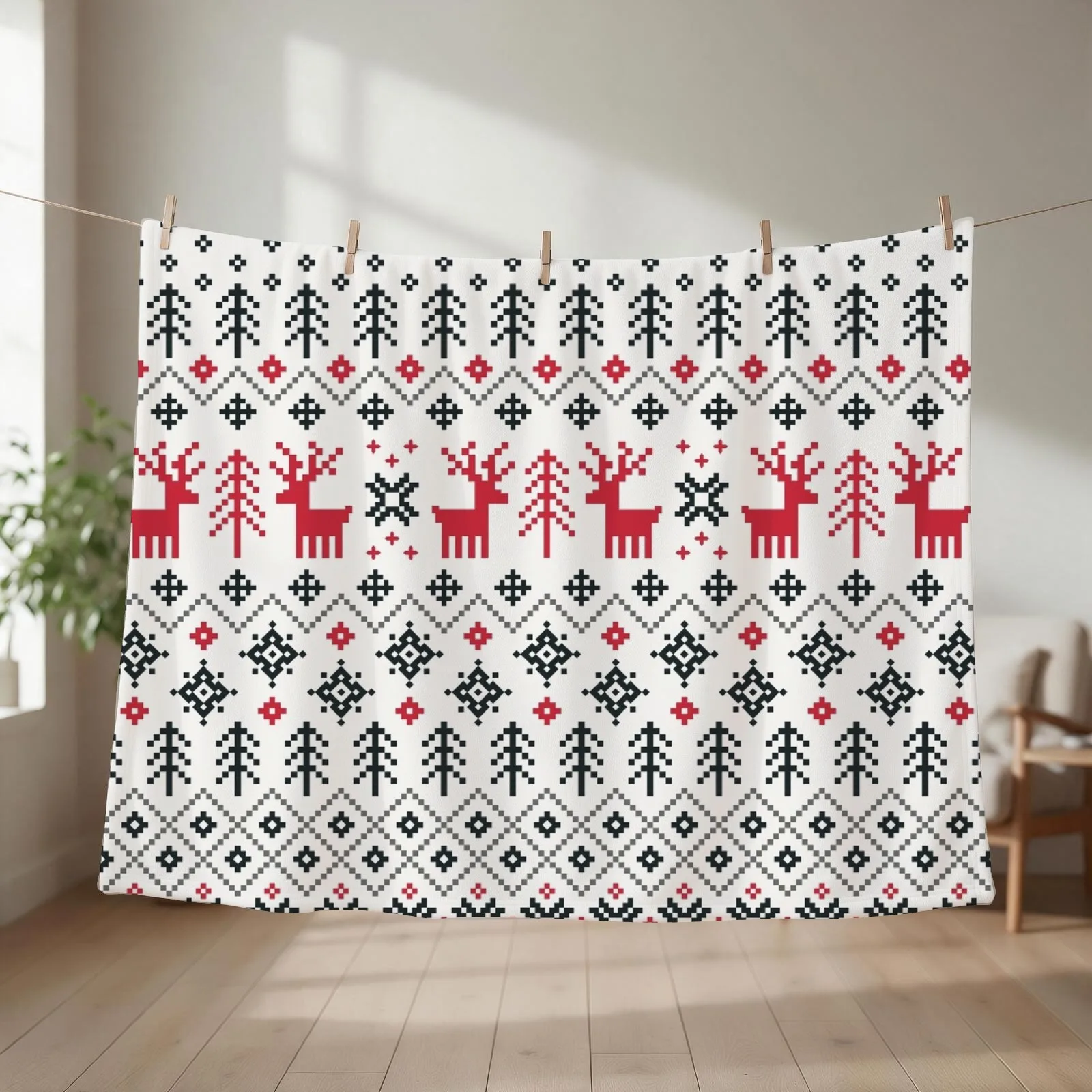 Holiday Sweater Pattern Throw Blanket