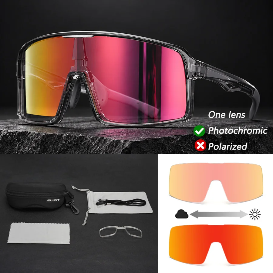 ELICIT Cycling Photochromic Sunglasses for Men Women Cycling Sun Glasses Goggles Bicycle Mountain Bike Women Cycle Eyewear UV400