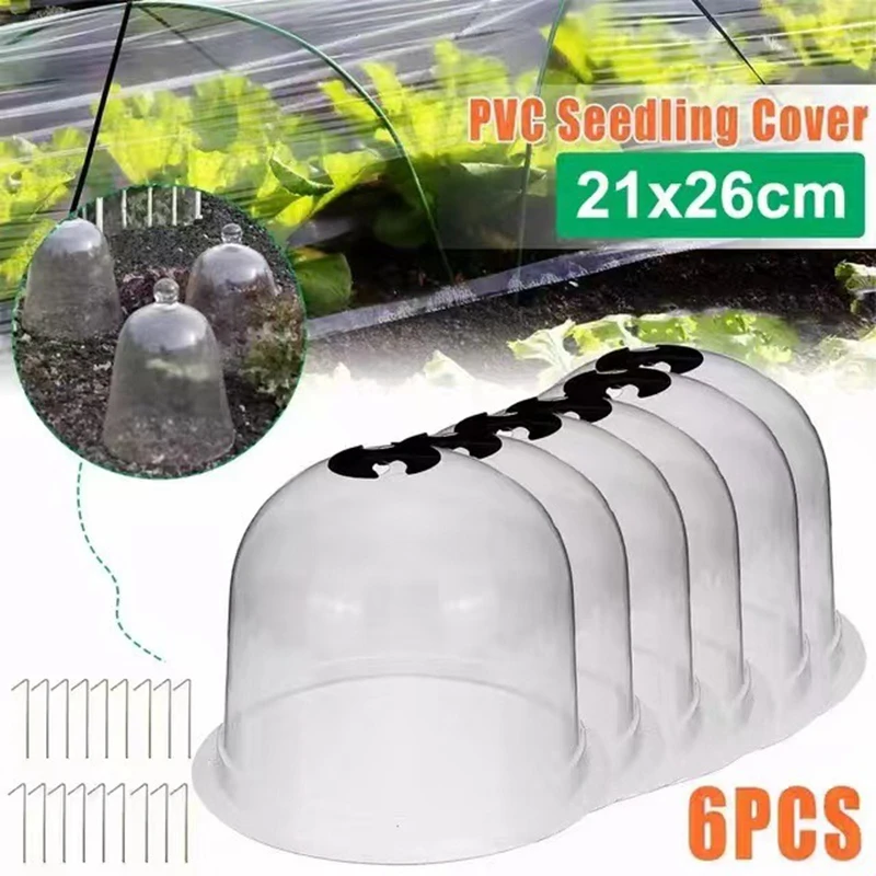 

6PCS Reuseable Plastic Greenhouse Garden Plant Bell Cover Seeds Germination Cover Frost Guard Freeze Protection Dome