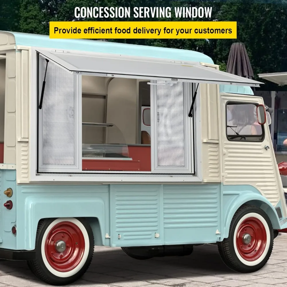 

36x36-дюймовое сервисное окно для пищевых грузовиков из алюминиевого сплава с раздвижными экранами, тентом и замком