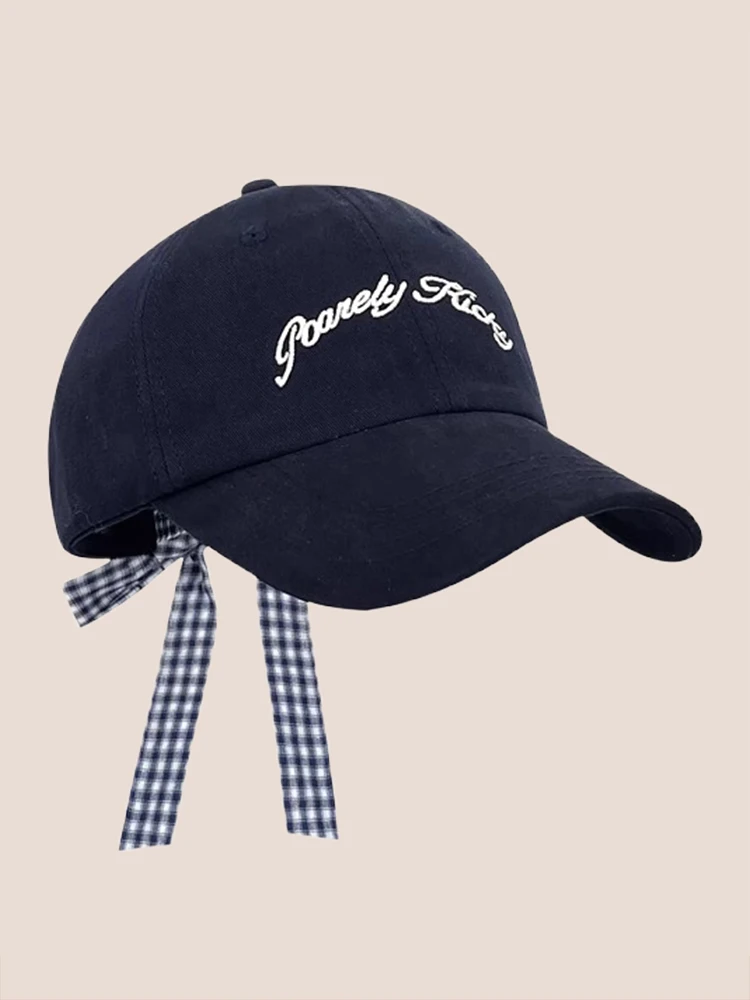 bureniegas-designed-baseball-cap-women's-knot-tie-cheered-letter-embroidery-hat-cotton-sun-protection-accory