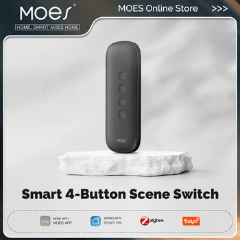 Tuya ZigBee 스마트 장면 스위치 4버튼 휴대용 무선 경량 디자인 12 시나리오 원격 제어 자동화 배터리 구동