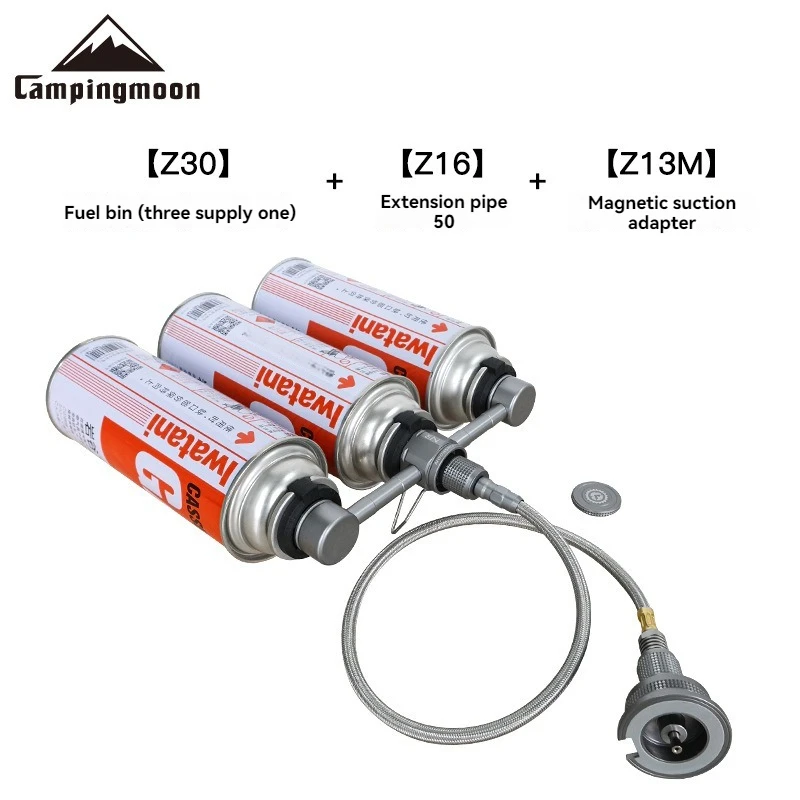 Cassette Fuel Tank Three Supply One Flat Gas Burner Long Gas Adapter with 50 To 100cm Extension Tube Camping Accessories Picnic