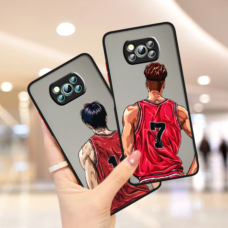 S-Slam Dunk Cute Back Shadow Frosted Translucent For Xiaomi Mi Poco X5 X4 X3 M6 M5S M5 M4 M3 F5 F4 F3 GT Pro 5G TPU Phone Case