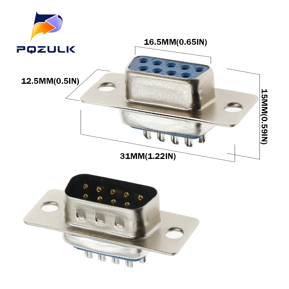 5PCS RS232 Serial Port Connector DB9 Female Male Socket Plug Connector 9pin Copper RS232 COM Socket Adapter Plastic Shell