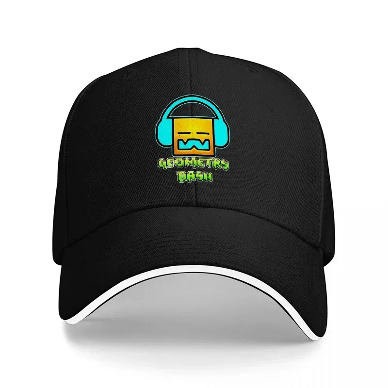 New Geometry Dash Logo Baseball Cap Black Adjustable Hat with Iconic Game Character Design for Gamers and Music Fans