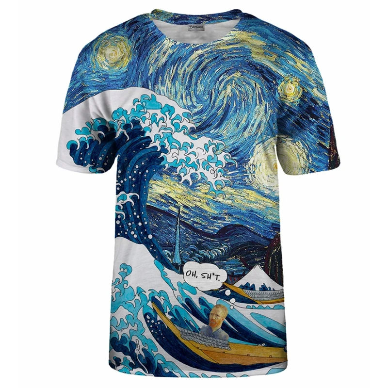 مضحك اللوحة تي شيرت ثلاثية الأبعاد مطبوعة الهيب هوب نمط ملابس للرجال Crewneck تي شيرت الشارع Harajuku الأذى تصميم نمط المحملة