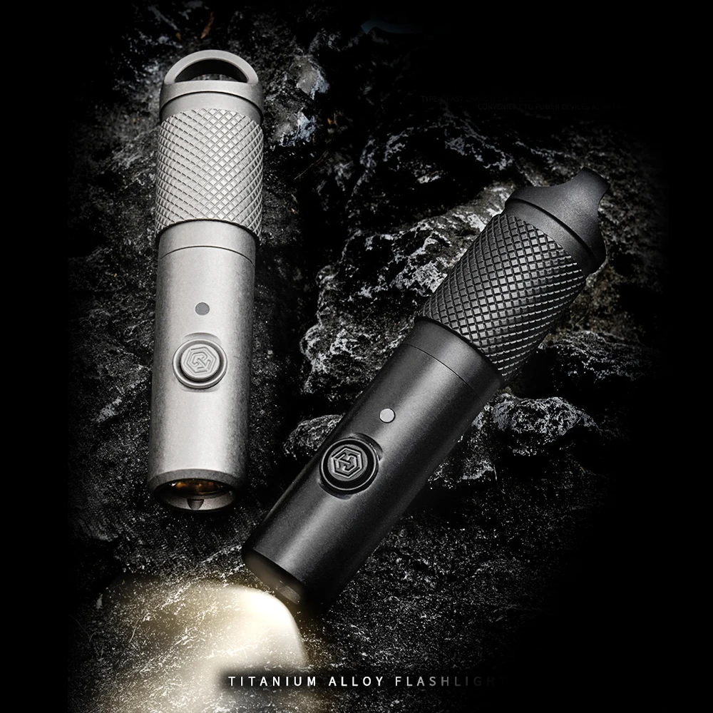 

TC4 Mini Titanium Alloy Rechargeable Flashlight Waterproof Led Lithium Battery Keychain Small Flashlight Carry With You, A1586
