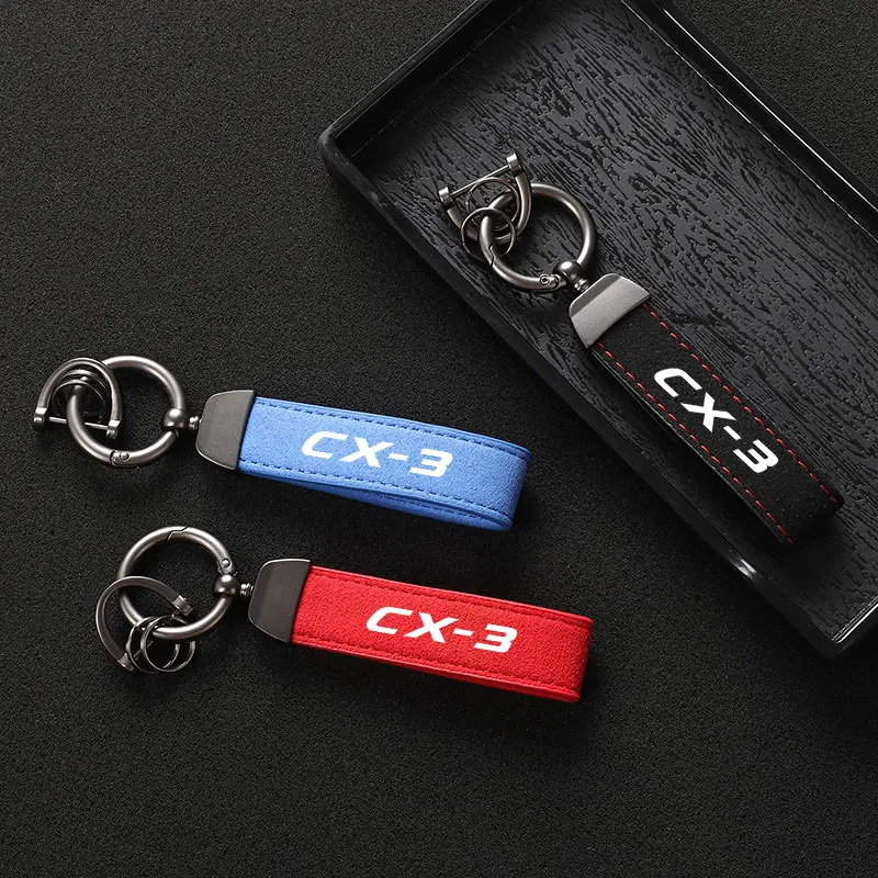 

New Decorations High Quality Suede Leather CX-3 Car Keychain with logo For Mazda CX-3 Car Accessories