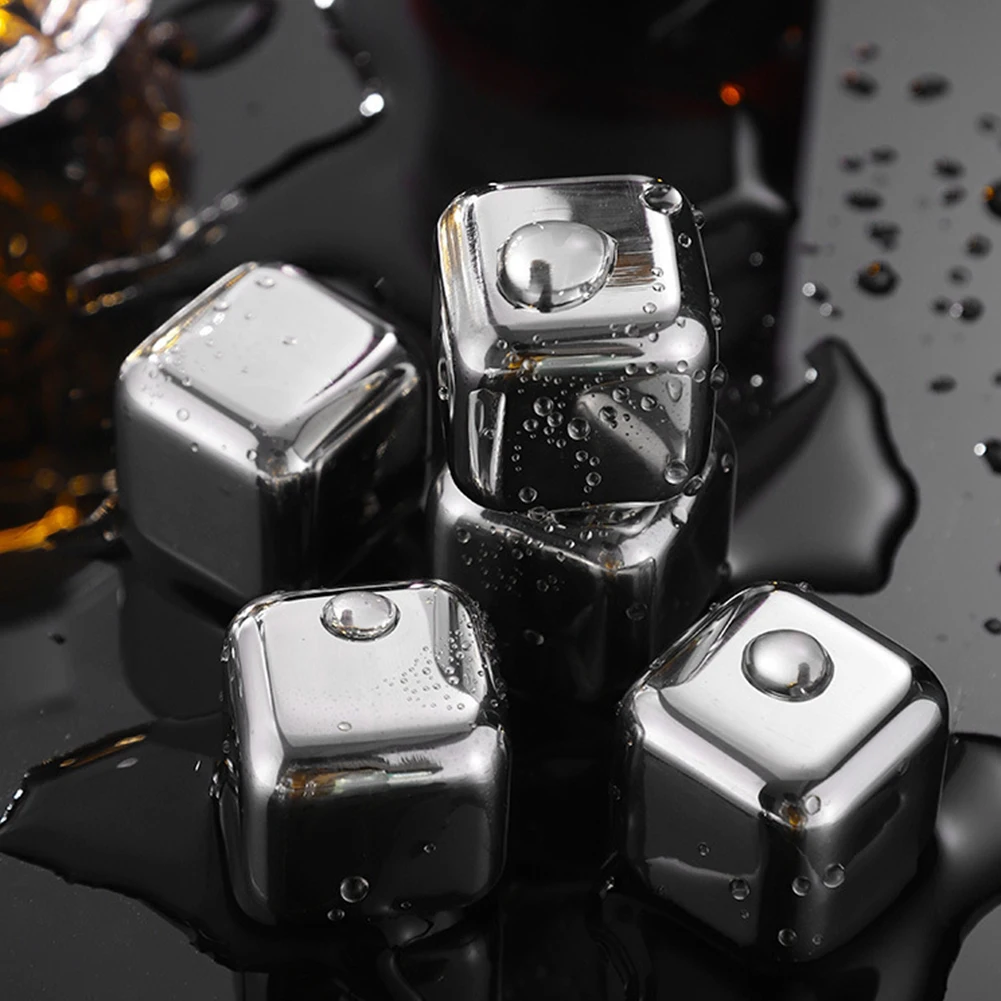 Stainless Steel Ice Cubes Reusable Chilling Stones For Whiskey Wine Drink Cold Cooling Cube Chilling Rock Party Bar Tool