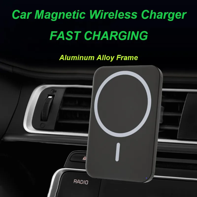 

Car Magnetic Wireless Charger Phone Holder Universal Wireless Charging Air Vent Stand Car Charger for iPhone Aluminium Alloy