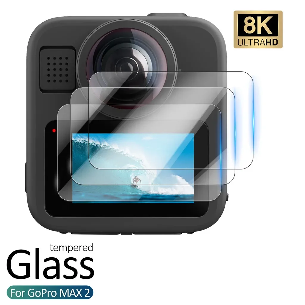 GoPro MAX 2 Kamera-Displayschutzfolie, 9H HD Klare Kratzfeste Hartglasfolie, Langlebiger Schutz für Außenaufnahmen