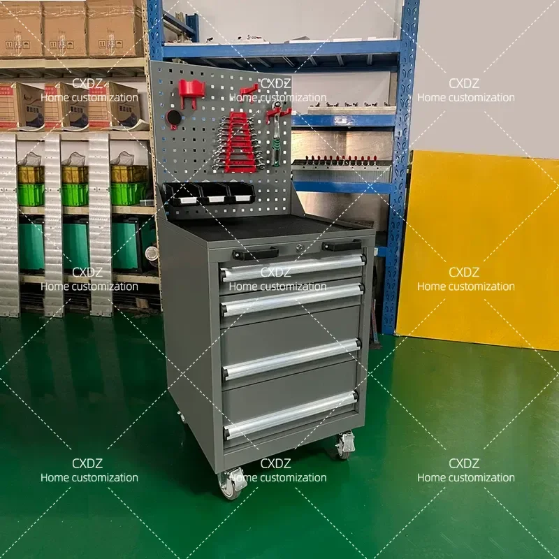 Heavy Duty 4 Drawer Tool Cart Hand Push Hardware Storage Cabinet Multifunctional Rolling Toolbox for Car Maintenance Workshop