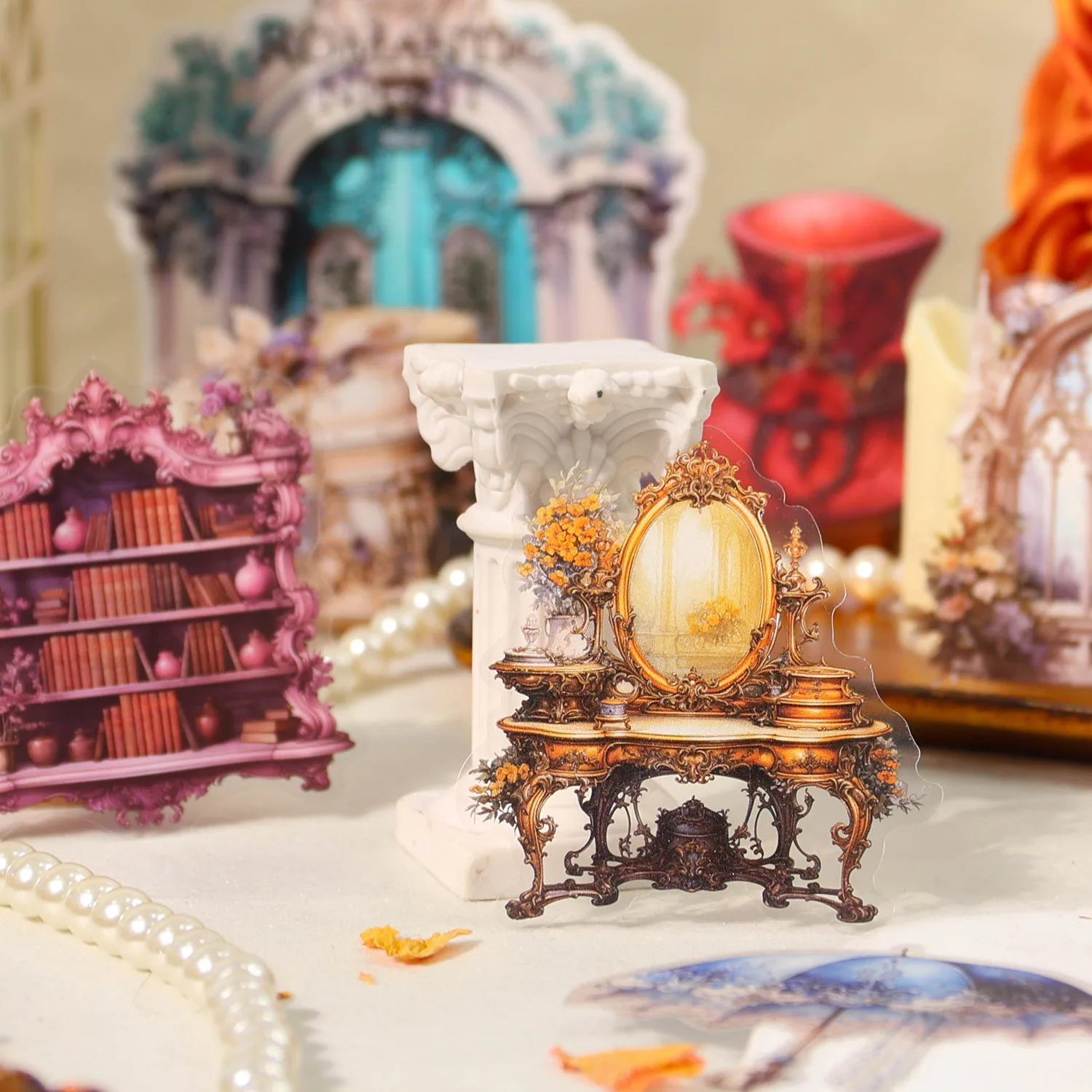 

Серия наклеек «Барокко Болл»: винтажные цветочные пейзажи, ПЭТ-стикеры для творчества, материалы для дневников, коллажей, скрапбукинга, канцелярские товары