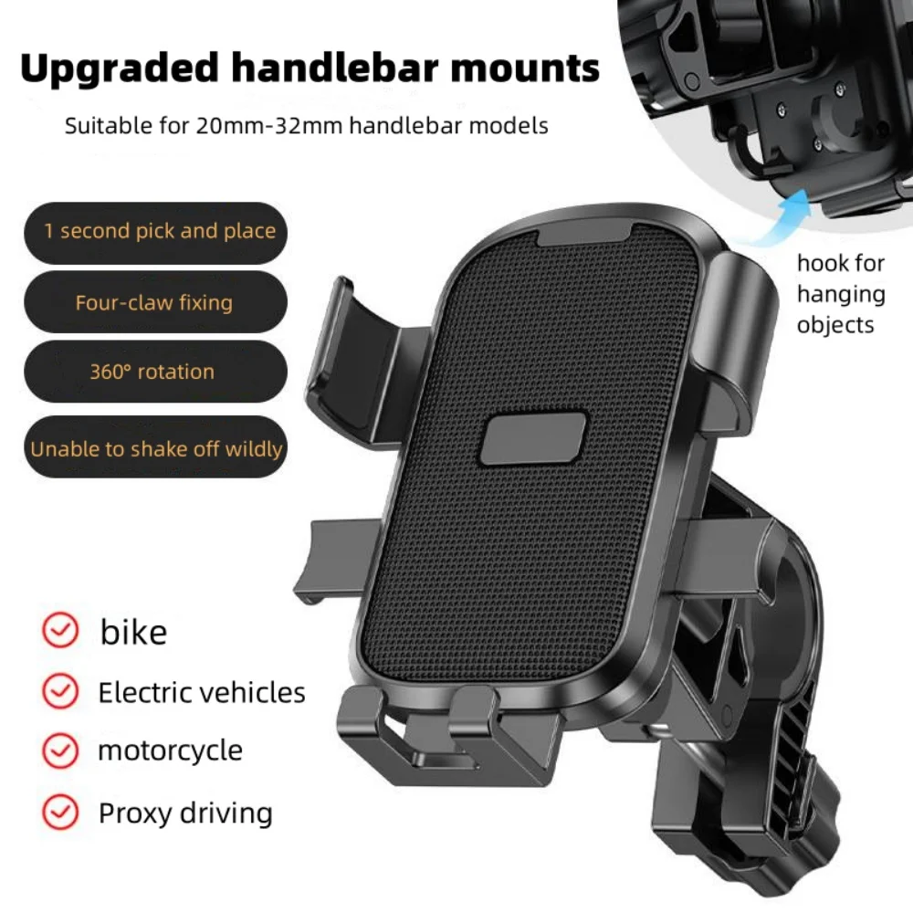 360° Rotatable Electric Bicycle Phone Holder for iPhone Xiaomi Riding MTB Bike Moto Motorcycle Stand Bracket Non-slip Cycling