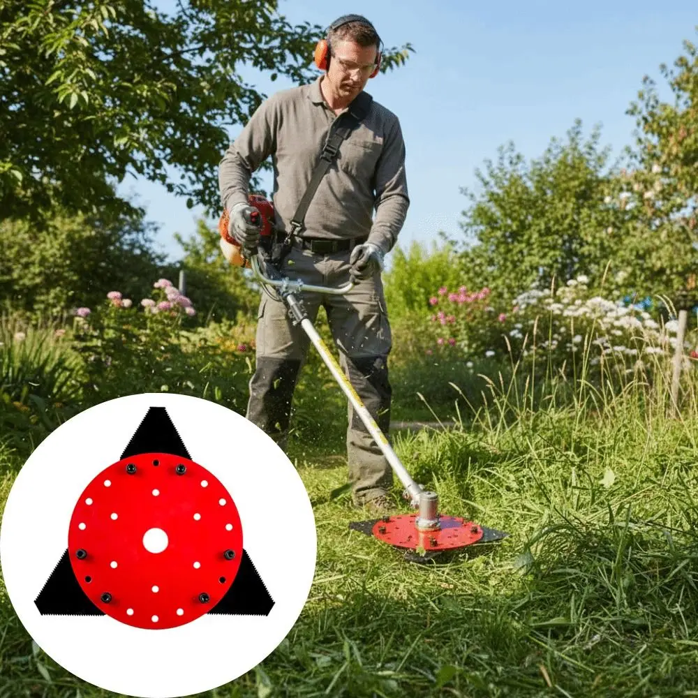 

Многоцелевые лезвия для газонокосилок, красная пластина, многоугольный диапазон, лезвия для триммера для сорняков, регулируемый диапазон треугольной формы